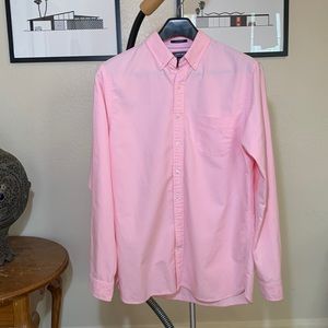 Lands End 100% Cotton Oxford Sail Rigger Button Down Tailored Fit L Tall Pink